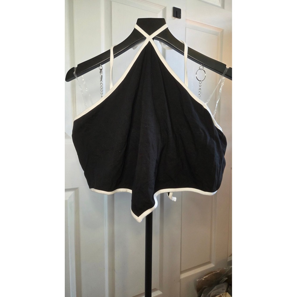 Wild Fable Black White Halter Handkerchief Crop Top XXL NEW